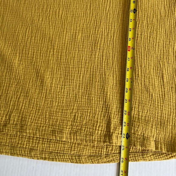 Joie Sz L Oversized Gauze Mustard Tunic Blouse Cotton Short Sleeve V Neck - Picture 9 of 9